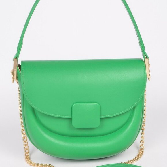 Faux Leather Top Handle Flap Bag - Picture 4 of 4